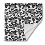 White And Black Lily Pattern Print Silk Bandana