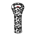 White And Black Lily Pattern Print Single Neoprene Wine Tote