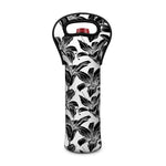 White And Black Lily Pattern Print Single Neoprene Wine Tote
