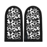 White And Black Lily Pattern Print Skillet Handle Cover