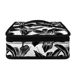 White And Black Lily Pattern Print Small Lunch Bag
