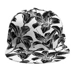 White And Black Lily Pattern Print Snapback Cap