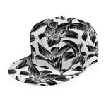 White And Black Lily Pattern Print Snapback Cap