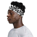 White And Black Lily Pattern Print Sports Headband