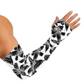 White And Black Lily Pattern Print Sun Protection Arm Sleeves