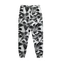 White And Black Lily Pattern Print Sweatpants