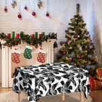 White And Black Lily Pattern Print Tablecloth