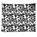 White And Black Lily Pattern Print Tapestry