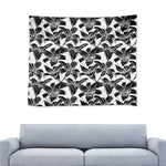 White And Black Lily Pattern Print Tapestry