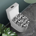 White And Black Lily Pattern Print Toilet Lid Cover