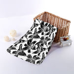 White And Black Lily Pattern Print Towel