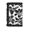 White And Black Lily Pattern Print Trifold Wallet