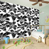 White And Black Lily Pattern Print Wall Sticker