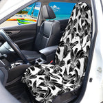 White And Black Lily Pattern Print Waterproof Car Seat Cover