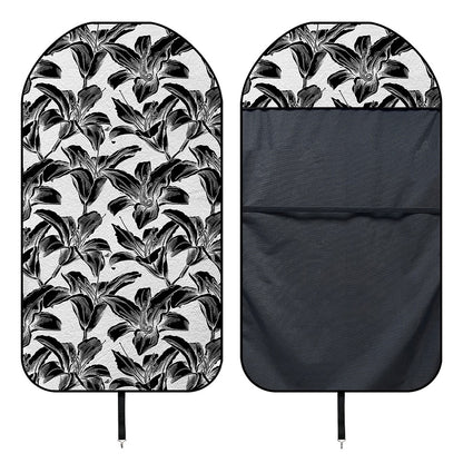 White And Black Lily Pattern Print Waterproof Car Seat Cover