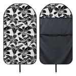 White And Black Lily Pattern Print Waterproof Car Seat Cover