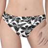 White And Black Lily Pattern Print Women's Thong