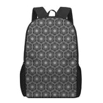 White And Black Lotus Pattern Print 17 Inch Backpack