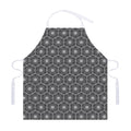 White And Black Lotus Pattern Print Adjustable Apron