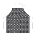White And Black Lotus Pattern Print Adjustable Apron