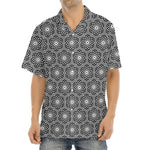 White And Black Lotus Pattern Print Aloha Shirt