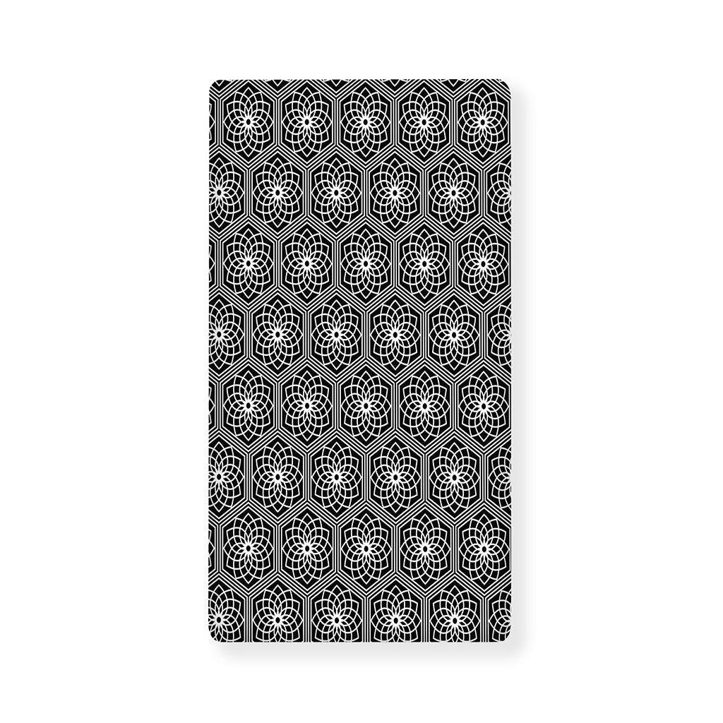 White And Black Lotus Pattern Print Baby Crib Sheet
