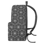 White And Black Lotus Pattern Print Backpack