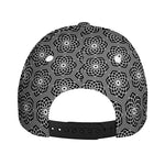 White And Black Lotus Pattern Print Baseball Cap