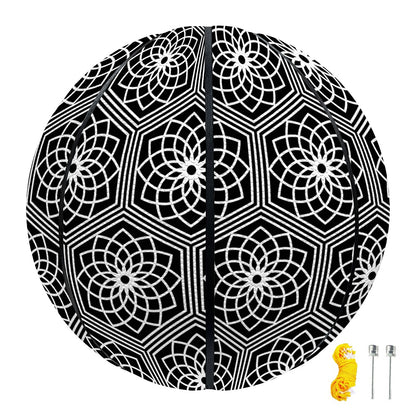 White And Black Lotus Pattern Print Basketball