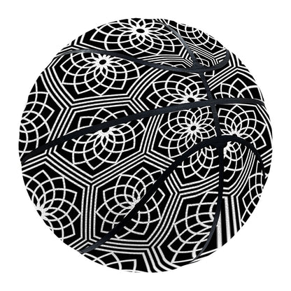 White And Black Lotus Pattern Print Basketball