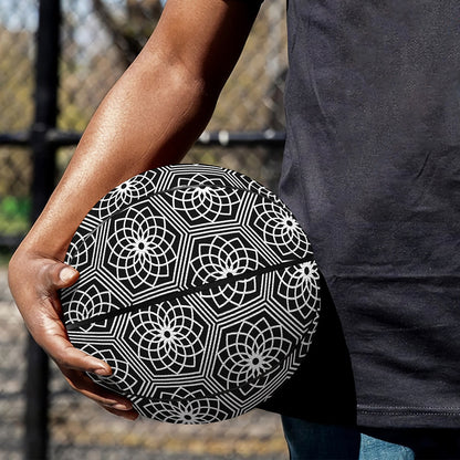 White And Black Lotus Pattern Print Basketball