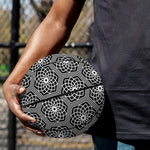 White And Black Lotus Pattern Print Basketball