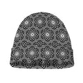 White And Black Lotus Pattern Print Beanie