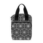 White And Black Lotus Pattern Print Bible Tote Bag