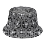 White And Black Lotus Pattern Print Bucket Hat