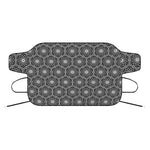 White And Black Lotus Pattern Print Car Windshield Snow Cover