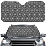White And Black Lotus Pattern Print Car Windshield Sun Shade