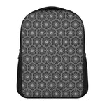 White And Black Lotus Pattern Print Casual Backpack