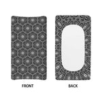 White And Black Lotus Pattern Print Changing Pad Cover