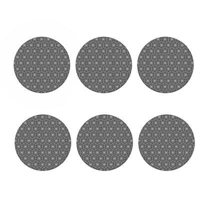 White And Black Lotus Pattern Print Coaster Set