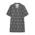 White And Black Lotus Pattern Print Cotton Hawaiian Shirt