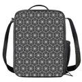 White And Black Lotus Pattern Print Crossbody Lunch Bag