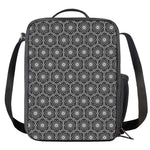 White And Black Lotus Pattern Print Crossbody Lunch Bag