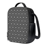 White And Black Lotus Pattern Print Crossbody Lunch Bag