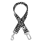 White And Black Lotus Pattern Print Dog Seat Belt