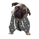 White And Black Lotus Pattern Print Dog Zip Up Hoodie