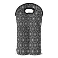 White And Black Lotus Pattern Print Double Neoprene Wine Tote