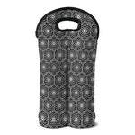 White And Black Lotus Pattern Print Double Neoprene Wine Tote