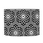 White And Black Lotus Pattern Print Drum Lamp Shade