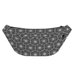 White And Black Lotus Pattern Print Fanny Pack